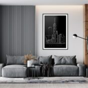 Chicago Skyline Art Print for Living Room - Portrait - Dark