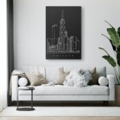 Chicago Skyline Canvas Art Print for Living Room - Portrait - Dark