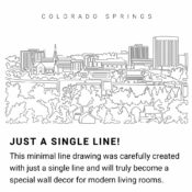 Colorado Springs Skyline Continuous Line Drawing Art Work