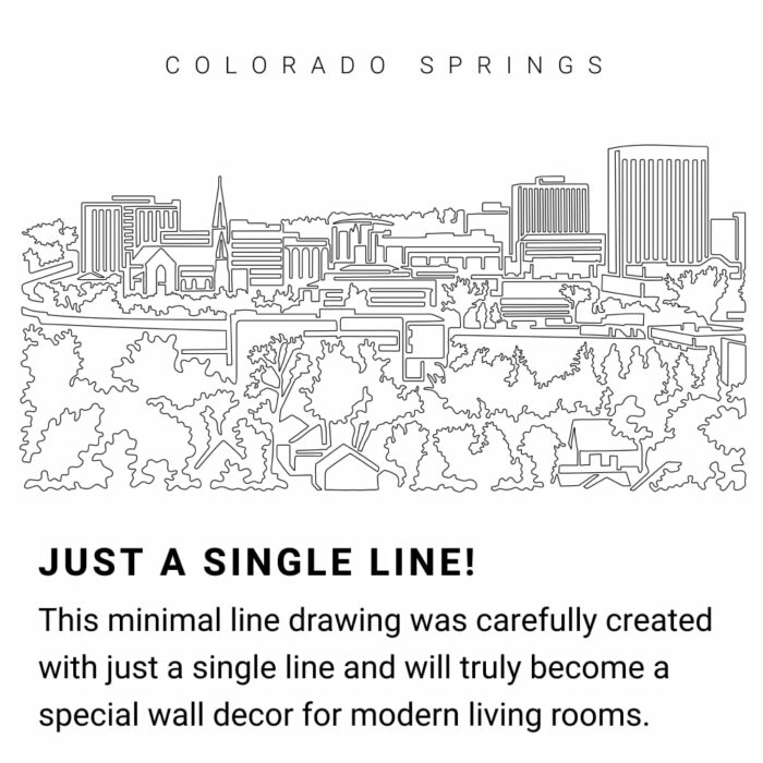 Colorado Springs Skyline Continuous Line Drawing Art Work
