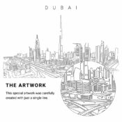 Dubai Skyline Vector Art - Single Line Art Detail