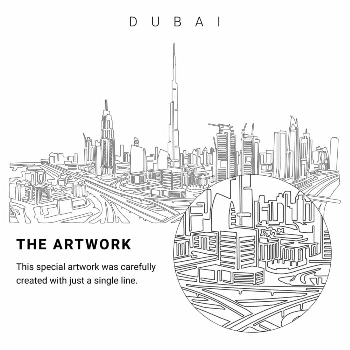 Dubai Skyline Vector Art - Single Line Art Detail