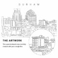 Durham NC Vector Art - Single Line Art Detail