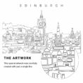 Edinburgh Scotland Vector Art - Single Line Art Detail