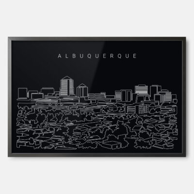 Framed Albuquerque Skyline Wall Art - Dark