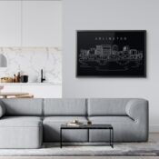 Framed Arlington Skyline Wall Art for Living Room - Dark
