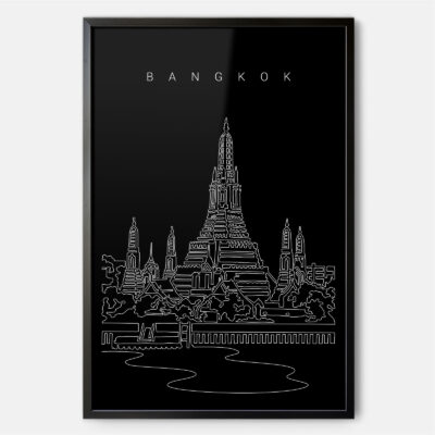 Framed Bangkok Wat Arun Wall Art - Portrait - Dark