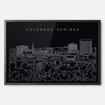 Framed Colorado Springs Skyline Wall Art - Dark