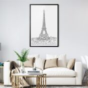 Framed Eiffel Tower Wall Art for Living Room - Portrait