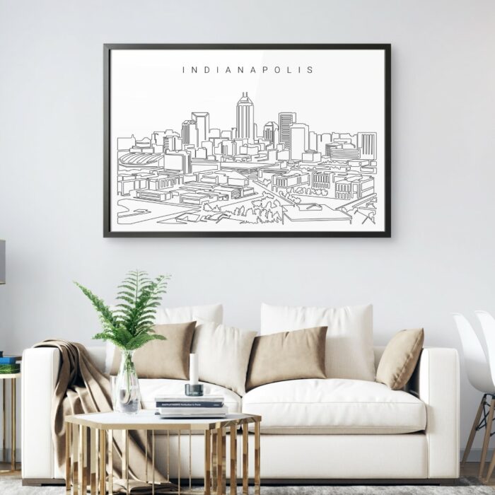 Framed Indianapolis Skyline Wall Art for Living Room