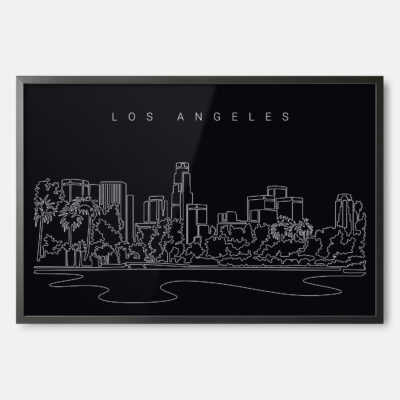 Framed Los Angeles Skyline Wall Art - Dark