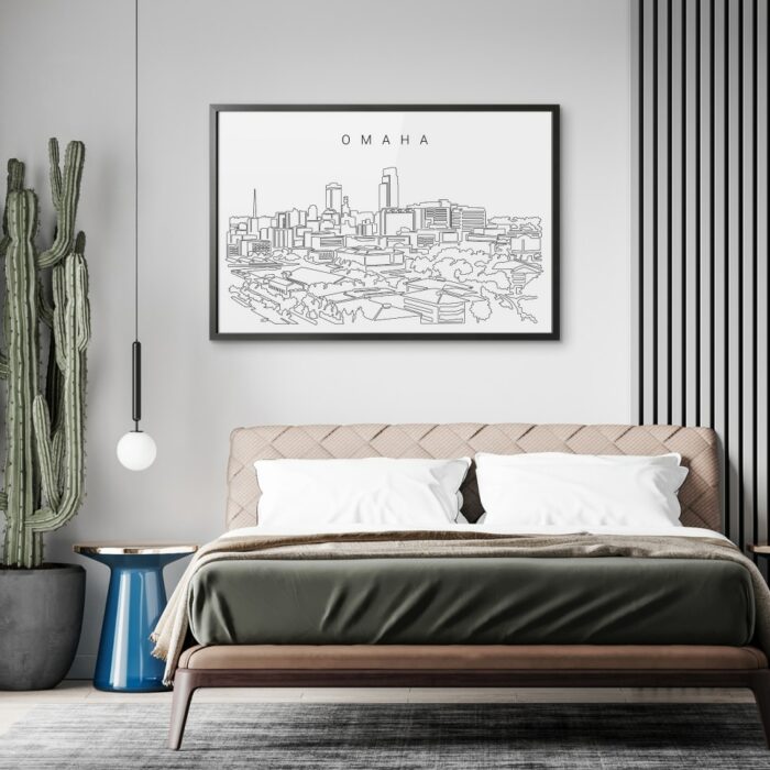 Framed Omaha Skyline Wall Art for Bedroom