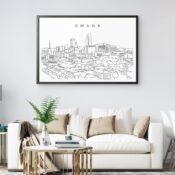 Framed Omaha Skyline Wall Art for Living Room