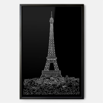 Framed Paris Eiffel Tower Wall Art - Portrait - Dark