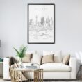 Framed Sydney Skyline Wall Art for Living Room - Portrait