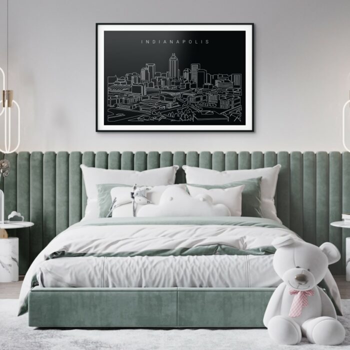 Indianapolis Skyline Art Print for Bedroom - Dark
