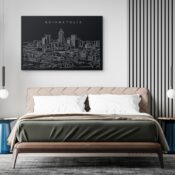 Indianapolis Skyline Canvas Art Print - Bed Room - Dark