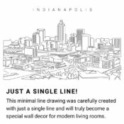 Indianapolis Skyline Continuous Line Drawing Art Work