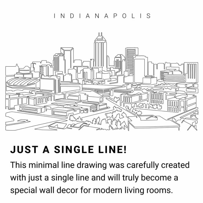Indianapolis Skyline Continuous Line Drawing Art Work