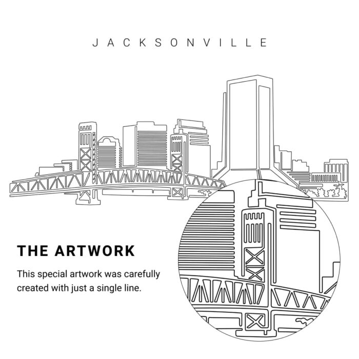 Jacksonville Florida Vector Art - Single Line Art Detail