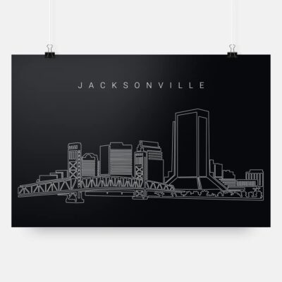 Jacksonville Skyline Art Print - Dark