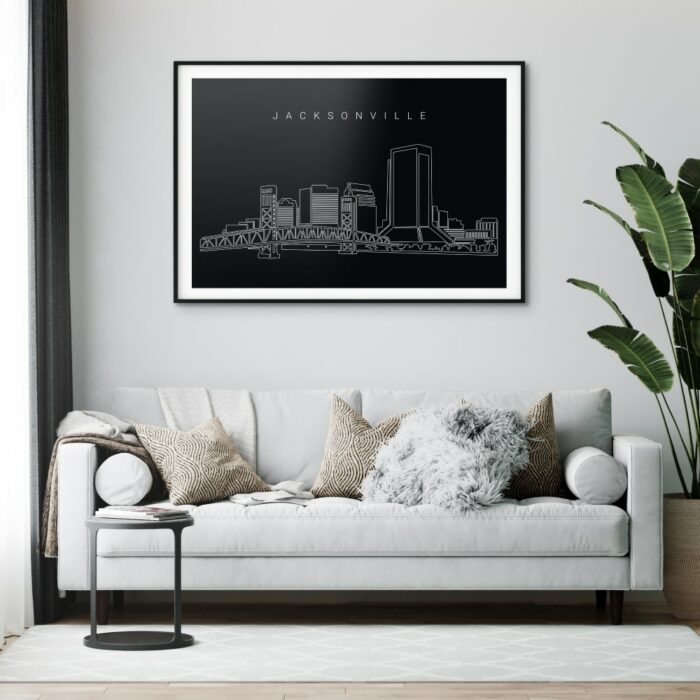 Jacksonville Skyline Art Print for Living Room - Dark