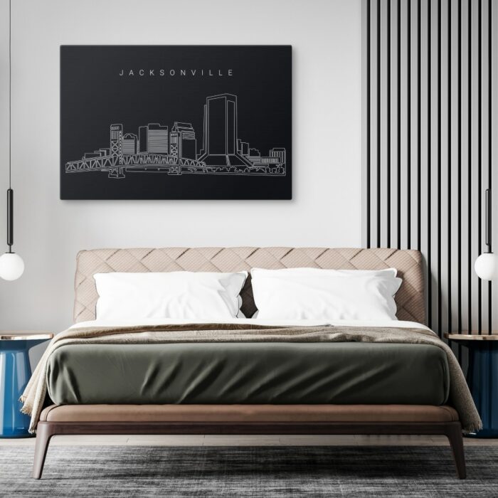 Jacksonville Skyline Canvas Art Print - Bed Room - Dark