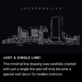 Jacksonville Skyline One Line Drawing Art - Dark