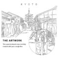 Kyoto Japan Vector Art - Single Line Art Detail
