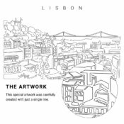 Lisbon Skyline Vector Art - Single Line Art Detail
