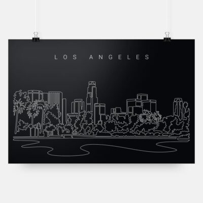 Los Angeles Skyline Art Print - Dark