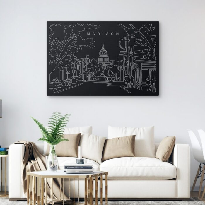 Madison WI Canvas Art Print - Living Room - Dark-1