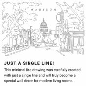 Madison WI Continuous Line Drawing Art Work