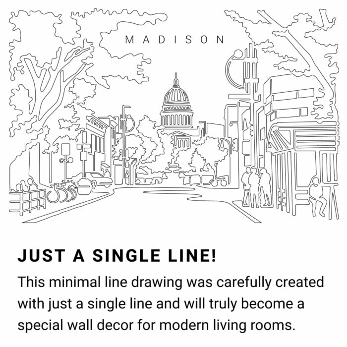 Madison WI Continuous Line Drawing Art Work