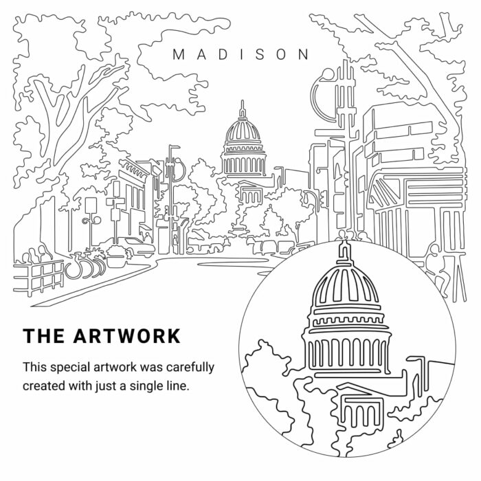 Madison WI Vector Art - Single Line Art Detail