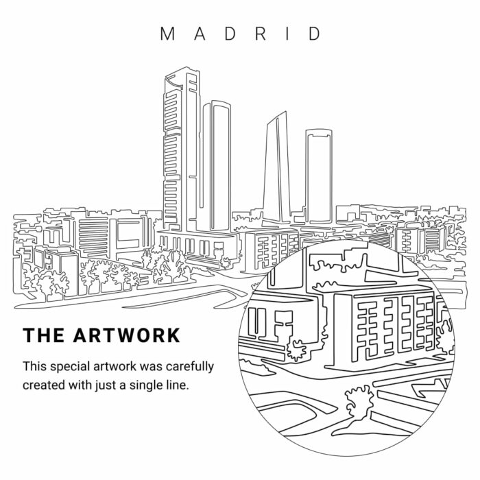 Madrid Spain Vector Art - Single Line Art Detail