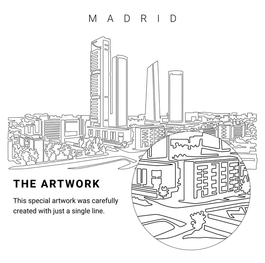 Madrid Spain Vector Art - Single Line Art Detail