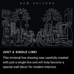 New Orleans One Line Drawing Art - Dark