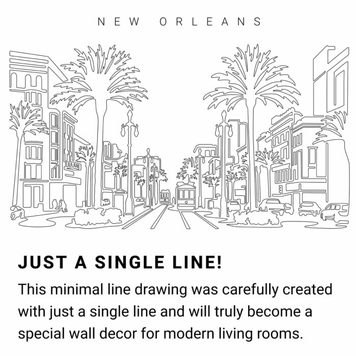 New Orleans Skyline Continuous Line Drawing Art Work