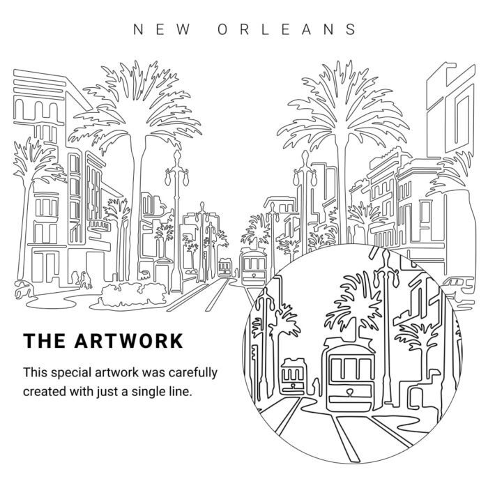 New Orleans Vector Art - Single Line Art Detail