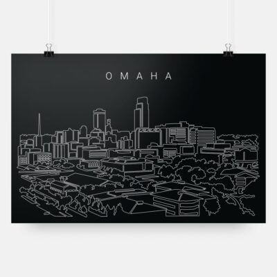 Omaha Skyline Art Print - Dark