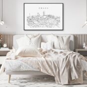 Omaha Skyline Art Print for Bedroom