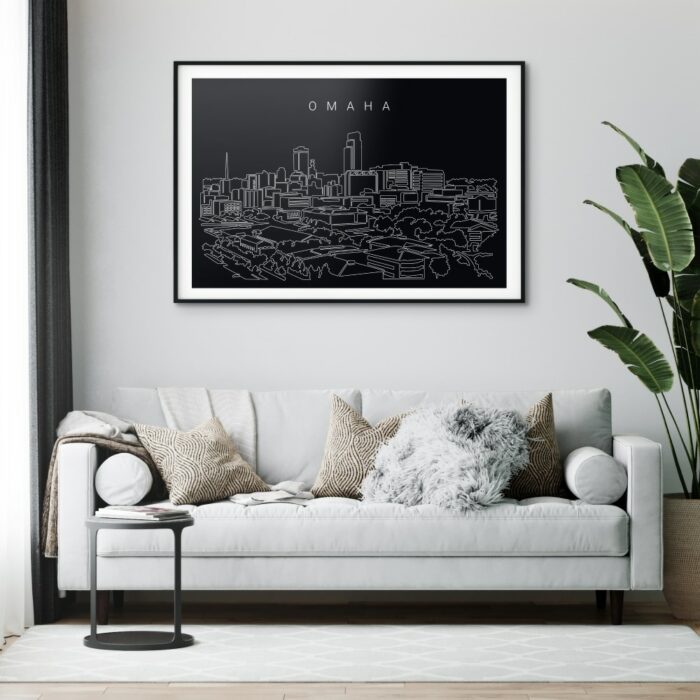 Omaha Skyline Art Print for Living Room - Dark