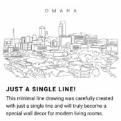 Omaha Skyline Continuous Line Drawing Art Work