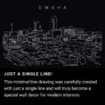 Omaha Skyline One Line Drawing Art - Dark