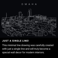 Omaha Skyline One Line Drawing Art - Dark