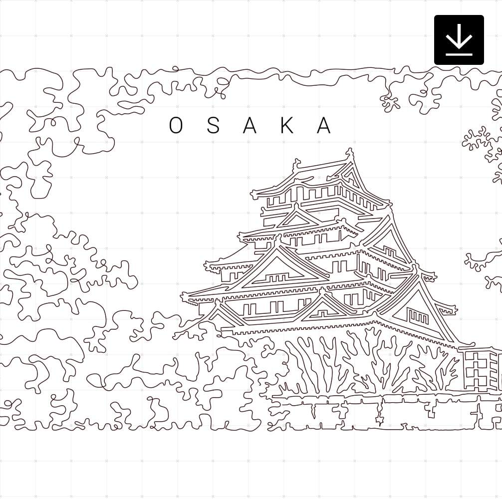 Osaka Japan Skyline SVG - Download