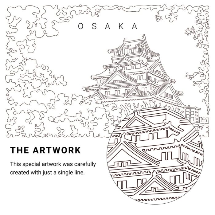 Osaka Japan Vector Art - Single Line Art Detail
