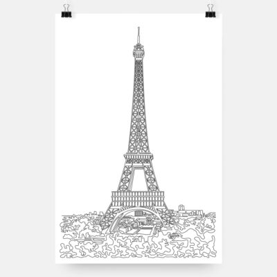 Paris Eiffel Tower Art Print - Portrait - Light