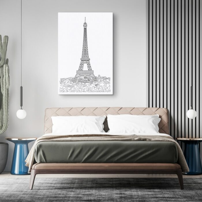 Paris Eiffel Tower Canvas Art Print for Bedroom - Portrait